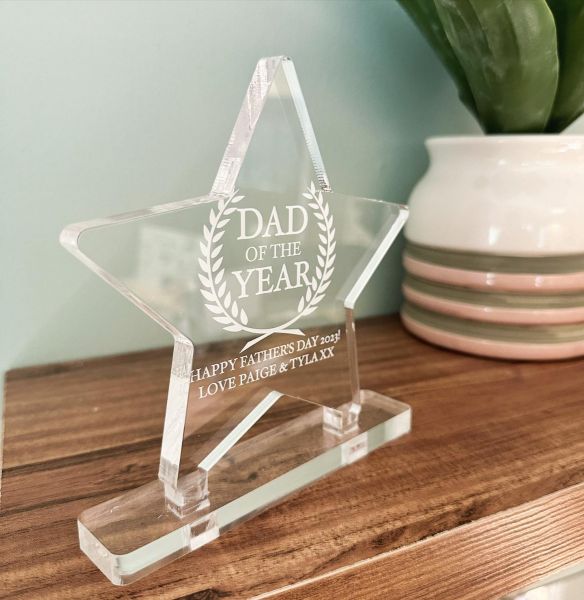 Personalised Star Dad Of The Year Award Block