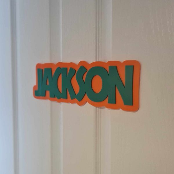 Personalised 3D Orange & Green Dino Name Door Sign