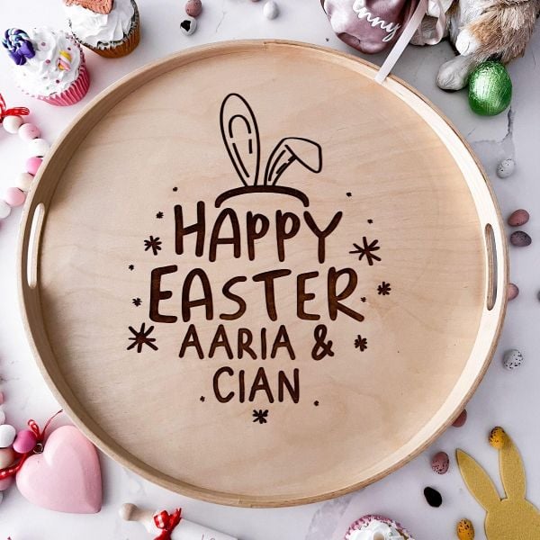 Personalised Engraved Circle Easter Treat Board/Tray