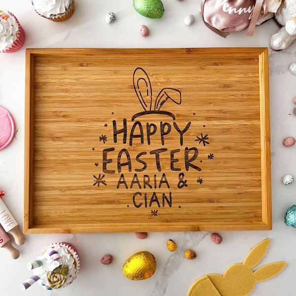 Personalised Engraved Rectangle Easter Treat Tray - Happy Easter