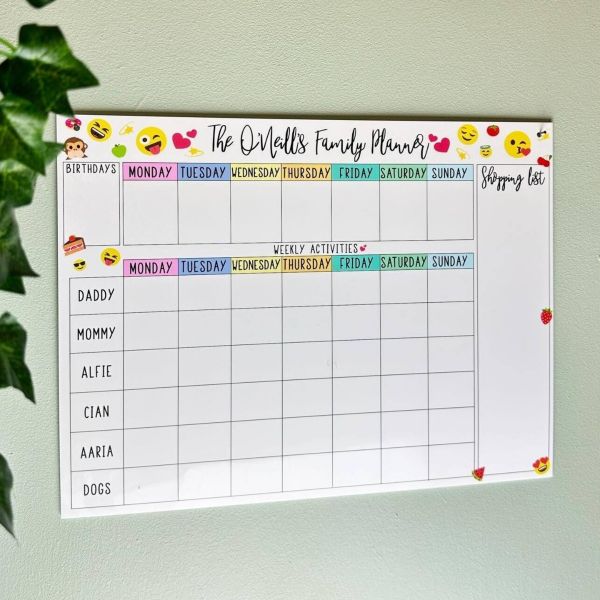 Personalised Emoji Family Wall Planner (with Names)