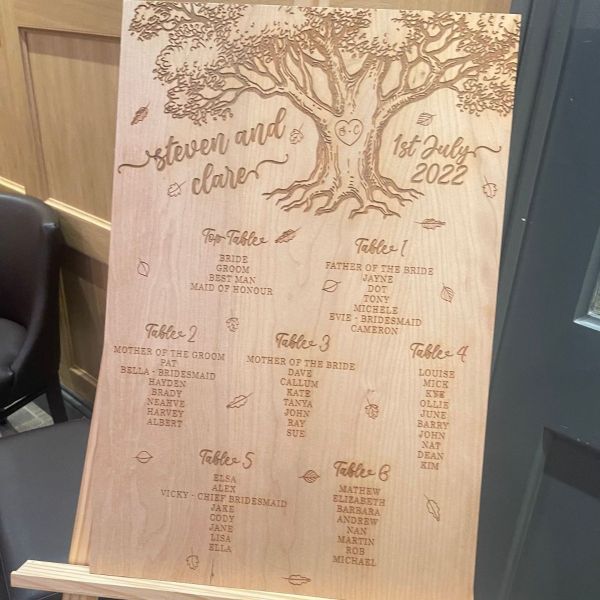 Personalised Wooden Engraved Table Plan