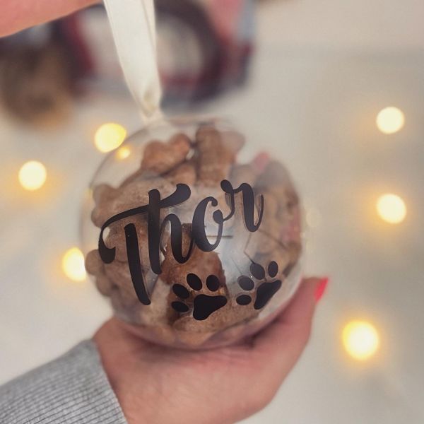 Personalised Fillable Dog Treat Bauble