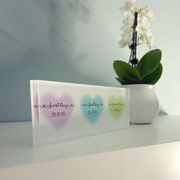Personalised First Day, Yes Day, Forever Day Clear Acrylic Block