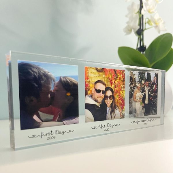 Personalised First Day, Yes Day, Forever Day Photo Acrylic Block