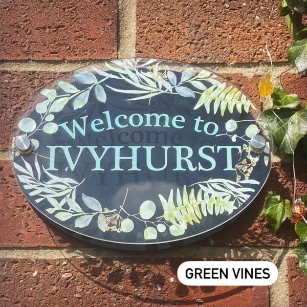 Personalised Green Vines House Plaque