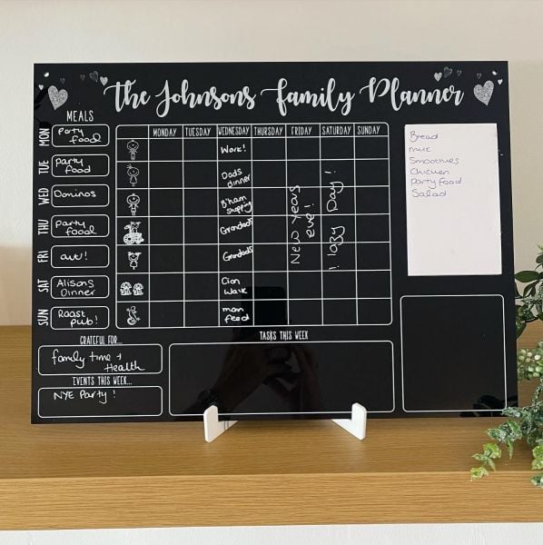 Personalised Black Hearts Planner with Notepad