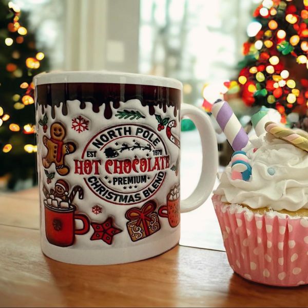 Hot Chocolate 3D effect printed Christmas Mug