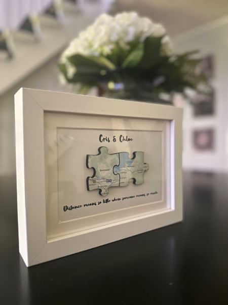 Personalised Couples Map Jigsaw Frame
