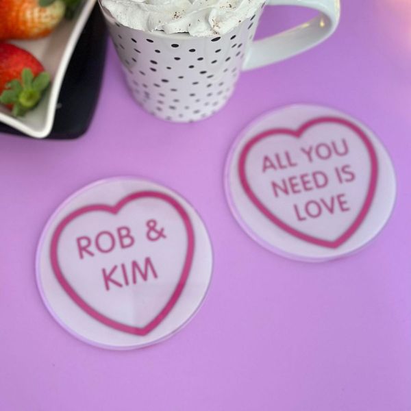 Personalised Love Heart Coasters (Set of 2)