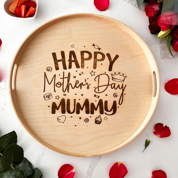 Personalised Engraved Circle Mother's Day Treat Board/Tray