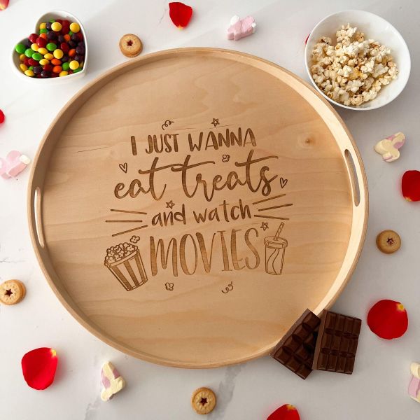 Personalised Engraved Circle Movie Treat Board/Tray