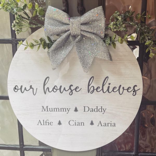 Christmas Wreath Sign - Our House Believes