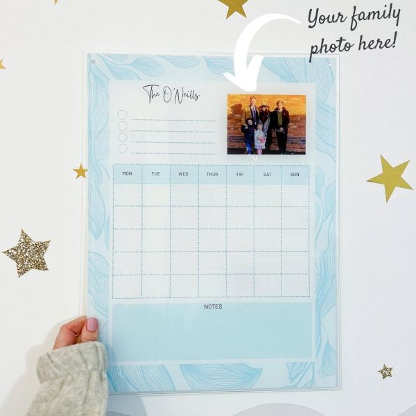 Personalised Pale Blue Portrait Clear Planner