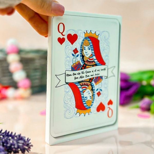 Personalised Queen Of Hearts Card Acrylic Block