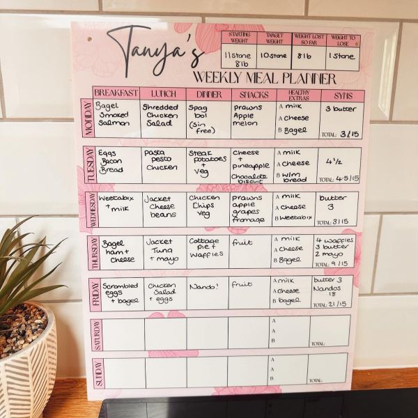 Personalised Pink Floral Weight Loss Meal Planner