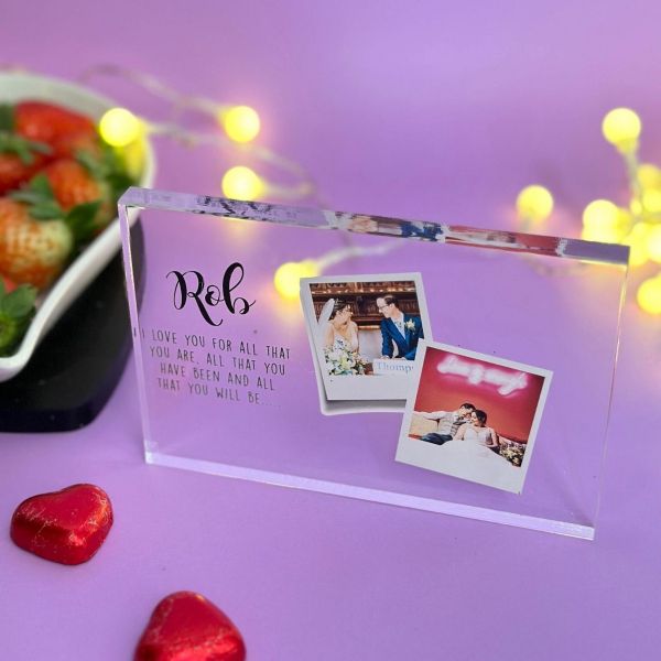 Personalised Valentines Polaroid Photo Block