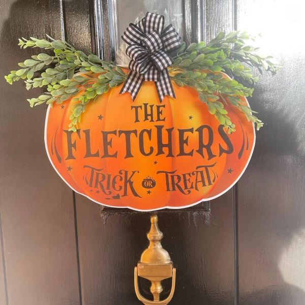 Personalised Pumpkin Halloween Hanging Door Wreath