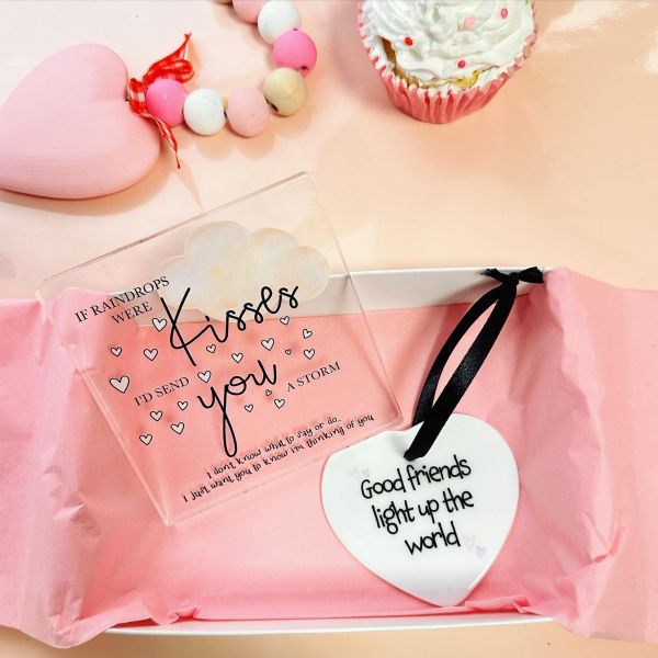 Mini 'If Raindrops Were Kisses' Gift Package Box with Personalised Block