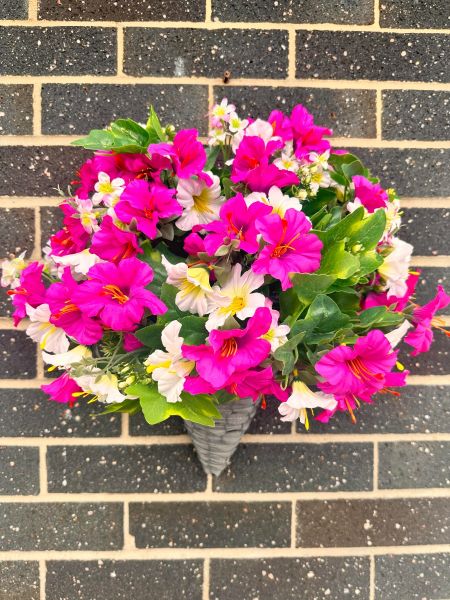 Vibrant Faux Flower Wall/Door Hanging Basket