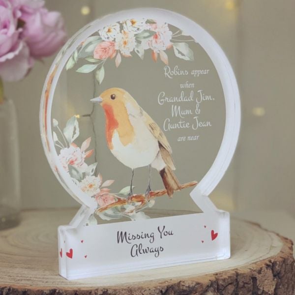 Personalised Robin Snowglobe Style Themed Ornament - WHITE