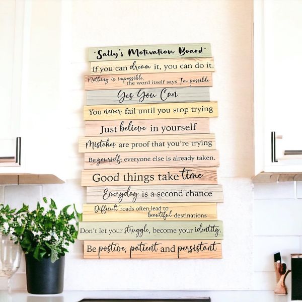 Personalised Pastel Wood Motivational Sign