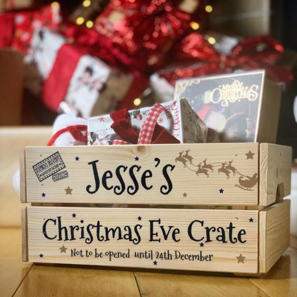 Personalised Christmas Eve Crate Santa Sleigh - Black Text
