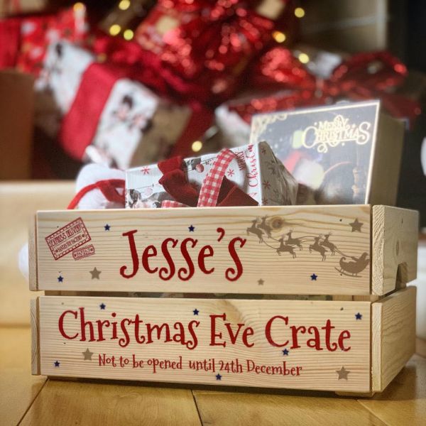 Personalised Christmas Eve Crate Santa Sleigh - Red Text