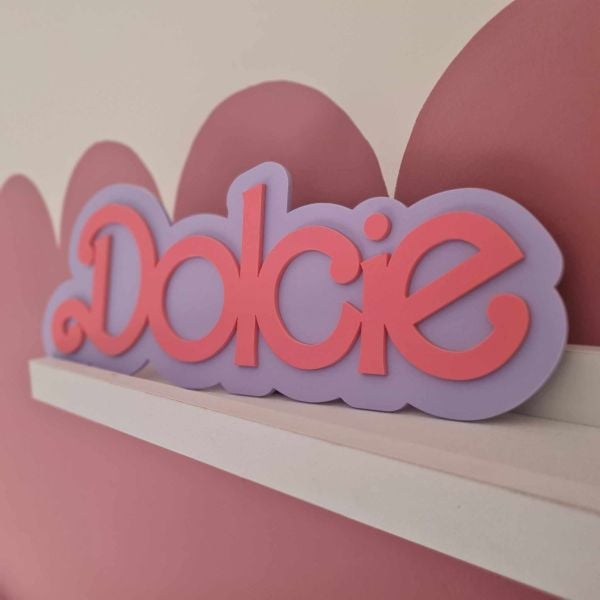 Personalised 3D Pastel Name Door Sign - Lilac & Pink