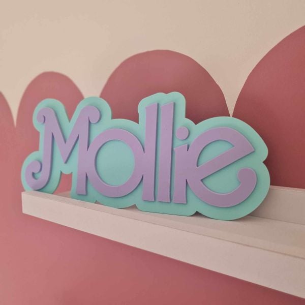 Personalised 3D Pastel Name Door Sign - Spearmint & Lilac