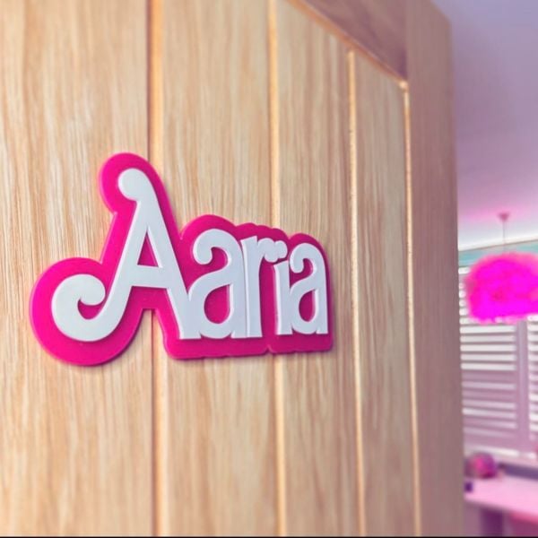 Personalised 3D Pink & White Name Door Sign