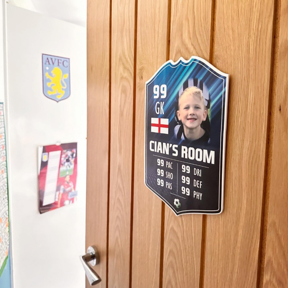 Personalised Football Card Wall Plaque/Door Sign